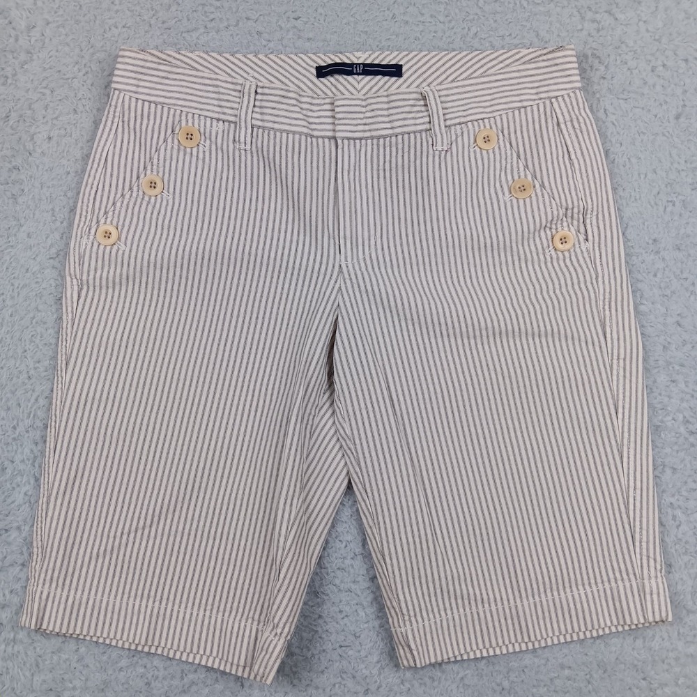 Gap Shorts Sailor Pinstripe Womens 2 Navy White Cotton 498510-00-1